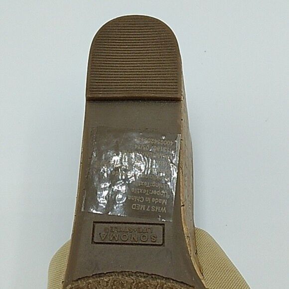 Sonoma Platform Wedges Size 7M 7 Medium Sandal Slip On Shoes Neutral - Picture 7 of 10